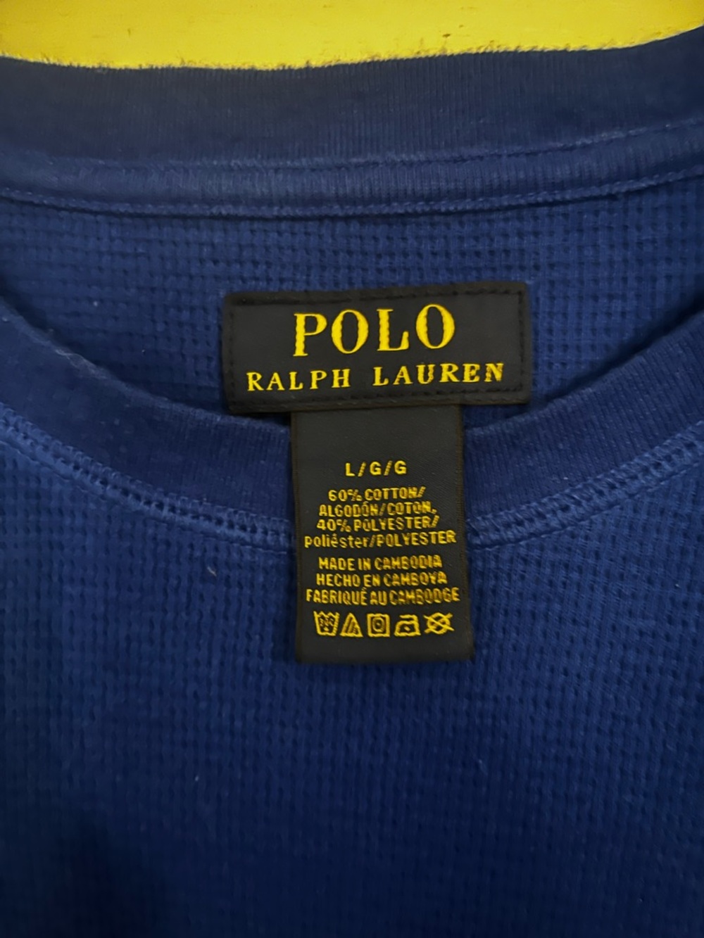 Polo Ralph Lauren Mens knit Bear logo Folded Waffle Long-Sleeve Shirt L - Picture 9 of 10